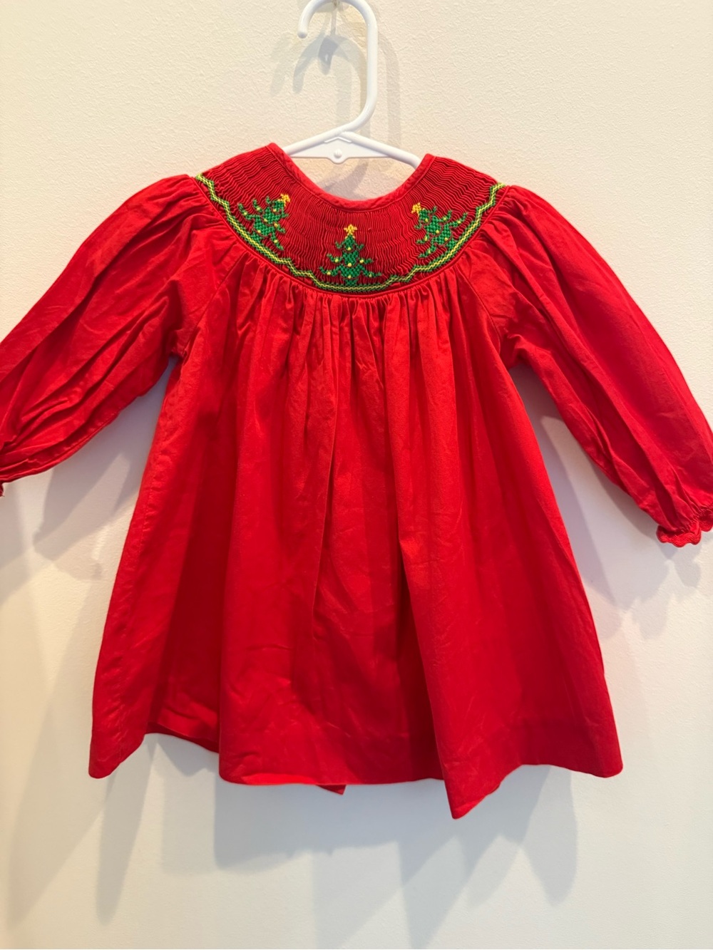 Bella Mia Kids 6-12M Red Smocked Christmas Tree Dress Holiday
